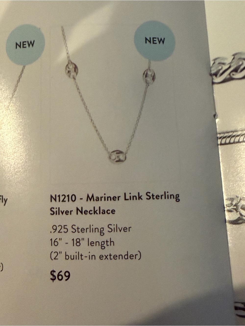 Opulenza Designs MARINER LINK .925 SS Necklace Jewelry 16-18” NEW RARE FIND - Picture 3 of 3